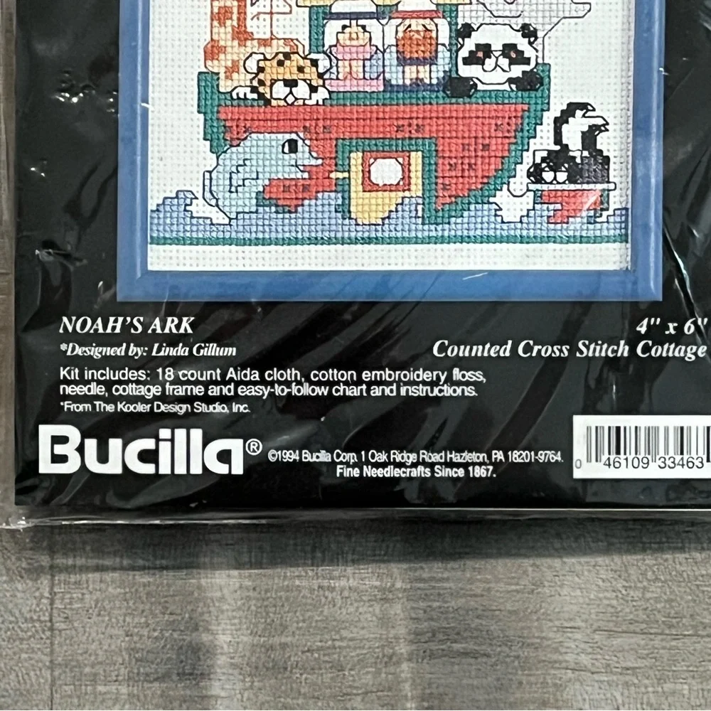 NWT Bucilla “Noah’s Ark” Counted Cross Stitch Kit with Plastic Cottage Frame